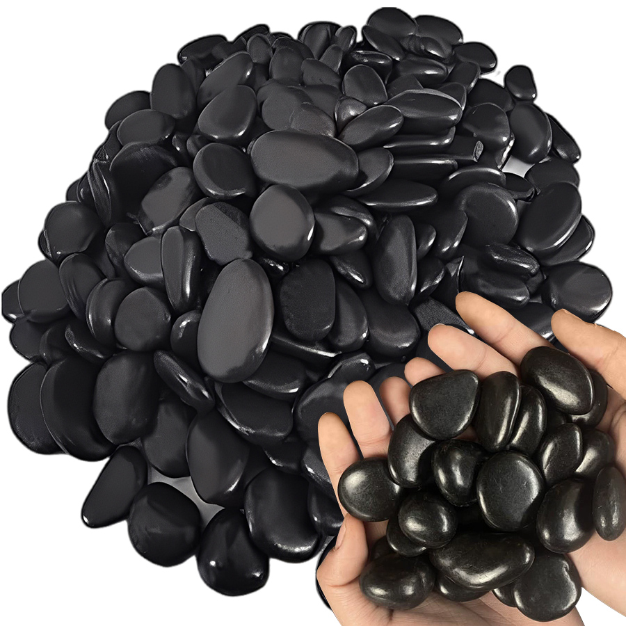 Marine Aquarium Tanks - 200g Black High Polished Natural Pebbles