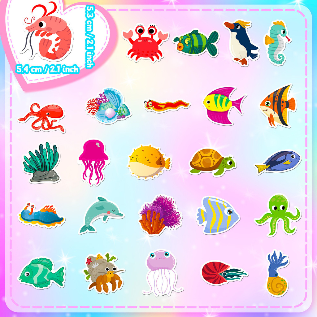 50Pcs Marine Life Stickers - C - Marine Life Aquariums のレビューと価格