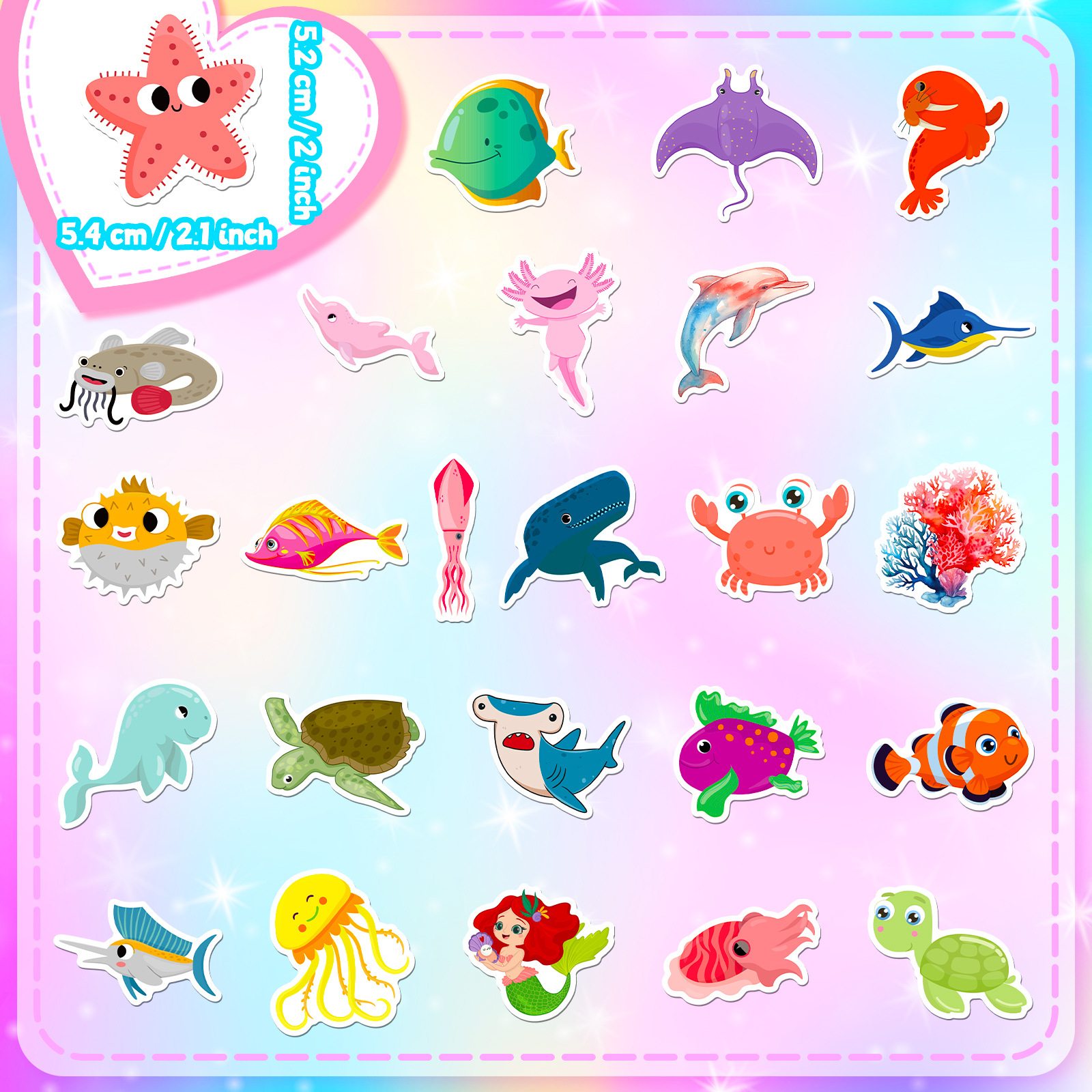 50Pcs Marine Life Stickers Aqu - Marine Life Aquariums のレビューと価格